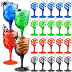 Sliner 24 Pcs Halloween Skeleton Hand Plastic Goblets 12 oz Spooky Skeleton Hand Goblets Halloween Wine Glasses Champagne Glassware Creepy Clear Cups for Party Haunted House, 4 Color