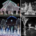 Dazzle Bright 2 Pack Total 400LED 132FT White Christmas Solar String Outdoor Lights, Solar Powered with 8 Modes Waterproof Fairy Lights for Bedroom Patio Garden Tree Party Yard Decoration