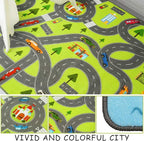 HOMORE Kids Play Mat Rug, Fun and Educational City Play Rug for Hot Wheels Track Racing and Toys, Kids Carpet Playmat Area Rug for Children Bedroom Play Room Nursery, 4x6 Feet