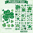 9 Sheets St Patricks Day Window Clings, 115 PCS St Patrick's Day Shamrock Window Stickers for St Patricks Day Decorations, Green Static Spring Window Clings for Glass Windows St Patricks Day Decor