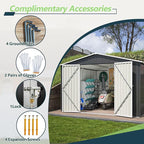 10x10 FT Outdoor Storage Shed, Large Metal Garden Shed with Lockable Hinged Doors, Outside Tool Shed with Sloped Roof & 4 Air Vents, Waterproof Storage Building for Backyard, Patio, Lawn, Black