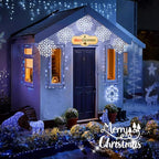 Brightown 2 Pack Christmas Snowflake Icicle Lights Outdoor - Plug-in 23.6ft 10 Drops 480LED Snowflake Window Lights, Connectable for Indoor Outdoor Porch Eaves Rooftops Christmas Decoration