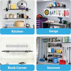 Slat Wall Shelves Accessories - 24 Inch Slatwall Wire Shelf Heavy Duty Storage Garage Shelving Wall Mounted (6 Pack)