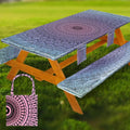 Wrakus Picnic Table Cover with Bench Covers Vinyl Elastic Edges Fitted Rectangle Seat Tables Waterproof 3-Piece96X30in Set Outdoor Rectangular Folding Backing Tablecloth for Camping Over Size