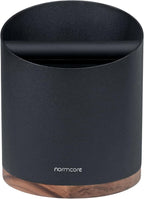 Normcore Espresso Knock Box - 1.8L Capacity, Holds 40–45 Pucks - Heavy-Duty Stainless Steel Coffee Grounds Bin with Removable Knock Bar and Walnut Non-Slip Base, Black