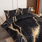 Tailor Shop Marble Bedding Set Soft Microfiber Black and Gold Comforter Set Twin Size for Kids Men and Women with 1 Marble Comforter and 1 Pillowcase
