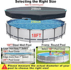 18 Ft Pool Cover, with Automatic Drain Round Pool Cover, One-Piece Quick Installation and Removal Above Ground Pool Cover, Preventing Waterlogging, UV Protected Solar Swimming Pool Cover