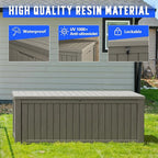NUNU LAB 180 Gallon Outdoor Storage Box,Large Resin Sturdy Deck Box, Backyard Outside Storage Box Waterproof with Double Wall Panels,Package Delivery Garden Hose Storage Bin Outdoor Tool,Grey