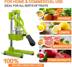 Commercial Heavy Duty Cast Iron Hand Press Manual Orange Citrus Lemon Lime Grapefruit Pomegranate Fruit Juice Squeezer Machine with Stainless Steel Cup Green