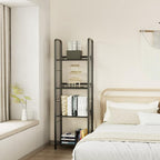 Bookshelf Vertical Storage Freestanding Storage Stand for Living Room, Bedroom, Kitchen, Rust Resistance, Easy Assemblyl Free CombinationMulti-Functional Organizer (4 Tiers, Black)