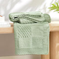 Amélie Home Chenille Knit Throw Blanket for Couch, Checkered Texture Decorative Soft Blanket for Sofa, Bed & Living Room, 50"x60", Sage Green