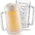 luxail Beer Mugs For Freezer, Double Wall Insulated Plastic Beer Glasses – Freezer Mugs, 16 oz – Perfect Frozen Beer Mugs for Home Bar Accessories, Gifts for Men, 2 Pack