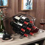PAG 7 Bottles Freestanding Countertop Wine Rack, Metal Small Table Top Wine Rack, Drink Organizer Bottle Holder, Kitchen Organizers and Storage, Black