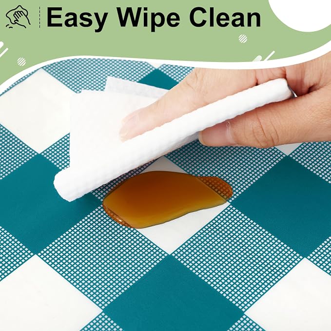 10 Packs Buffalo Disposable Table Cloth, 54 x 108 Inch Waterproof Plastic Tablecloth, Rectangle Turquoise and White Checkered Table Covers for Picnic, Birthday, Party, Back to School