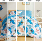 SLEEP ZONE Jersey Knit 3-Piece Full/Queen Size Comforter Set, Lightweight Kids Bedding Sets for All Seasons, Fluffy Soft, Easy Care (Sharks, Full/Queen)
