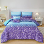 PERFEMET Blue Purple Girls Twin Comforter Set with Sheets, 6Pcs Glitter Tie Dye Rainbow Kids Girls Bedding Sets, Sparkle Gradient Ombre Bed in A Bag for Bedroom Decor