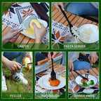 Wesqunie Camping Cookware Cooking Utensils Set - 30Pcs Camp Kitchen Essentials Set, Portable Outdoor Camper Gear Accessories, Stainless Steel & Silicone, Overland Equipment for RV Picnic Grill | Portable Camping Essentials, Stainless Steel Cookware Kit...