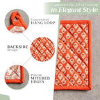 Maison d' Hermine 100% Cotton Oven Mitt & Pot Holder Set (7.5"x13" & 8"x8") | Heat Resistant BBQ Cooking Gloves with Loop Baking Grilling Kitchen Hotel Home Farmhouse Thanksgiving Christmas - Cachemire