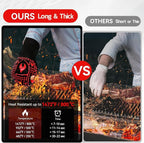 BBQ & Grill Gloves, Oven Gloves, 1472°F Silicone Oven Mitts Heat Resistant Grilling Gloves Fireproof Non-Slip for Barbecue Cooking Baking Smoking, 1-Pair Red（L）
