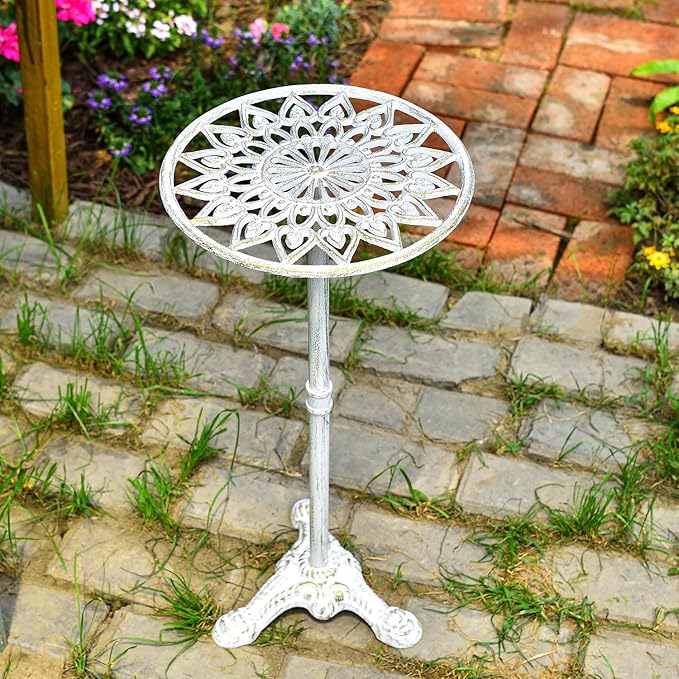 Sungmor Heavy Duty Cast Iron Potted Plant Stand, 24.2" Tall Metal Plant Stand, Vintage & Rustic Style Flower Stand Indoor Outdoor Garden Table, Decorative Flower Pot Holder for Balcony Patio