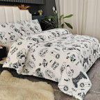 3PCS White Gamer Comforter Set Full for Boys Girls Teens and Kids, Soft Microfiber Cute Comforter Full Size, Bed in a Bag Full Cozy House Collection, Hotel Luxury and Lightweight, Full