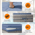 12-Seat Modern Outdoor Wicker Rattan Patio Furniture Set with 55,000 BTU Fire Pit Table, Thick 4″ Cushions, All-Weather Dual-Strand Rattan, Rust-Resistant Steel Frame,Navy