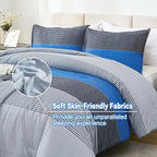 Litanika Blue Grey Bed Comforter Twin Set, XL Twin Comforter Boys Men Striped Bedding Comforter Set, 2 Pieces Lightweight Soft All Season Down Alternative Comforter