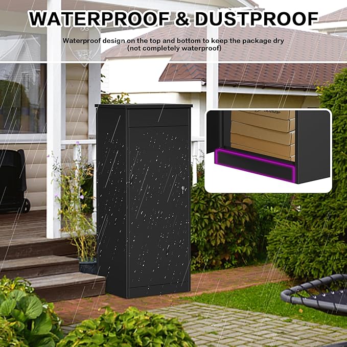 Package Delivery Boxes for Outside,Enlarged Porch Box for Packages with Coded Lock,Large Space,Waterproof,Cold-Rolled Steel Package Lock Box (19.7”x16.1”x50”)