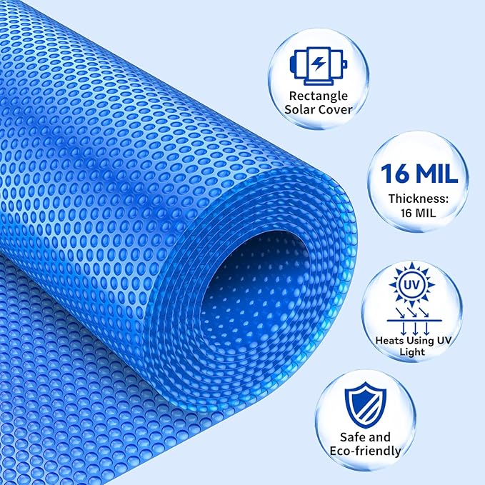 BigXwell 18 Foot Round Solar Pool Cover,16-mil Blue Above-Ground and In-Ground Pools Cover, Heavy-Duty Insulating Pool Heater Cover