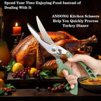 ANDONG Heavy Duty Poultry Shears, All-Purpose Kitchen Scissors for Food, Spatchcock Shears, Green
