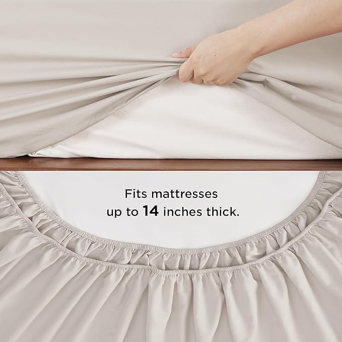 Bedsure Beige King Size Comforter Set - 7 Pieces Solid King Bed in a Bag, King Bed Set Beige with Comforters, Sheets, Pillowcases & Shams