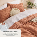 Bedsure King Size Comforter Set - Pumpkin Comforter, Boho Tufted Shabby Chic Bedding Comforter Set, 3 Pieces Vintage Farmhouse Bed Set for All Seasons, Fluffy Soft Bedding Set with 2 Pillow Shams