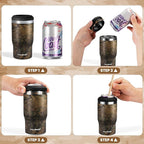 HAUSHOF 4-in-1 Insulated Can Cooler for 12oz Cans & Beer Bottle, Camo Green | Double-Wall Vacuum Insulated, 18/8 Stainless Steel, BPA-Free Lid, Slim Can Cooler for Camping, Beach & Picnic