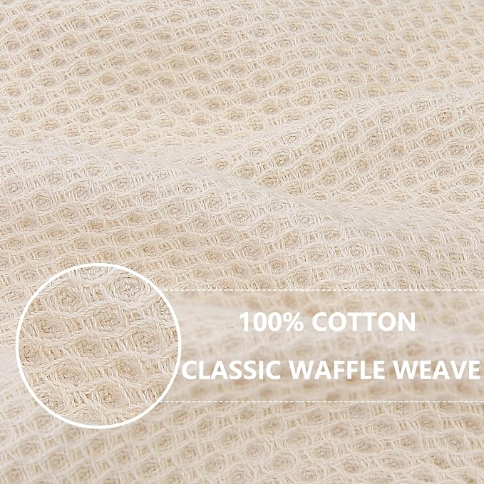 Homaxy 100% Cotton Oversized Waffle Weave Kitchen Towels, 3-Pack, Beige | 20 x 28 Inches, Ultra Soft Absorbent Dish Towels, Quick Drying Large Cleaning Towels