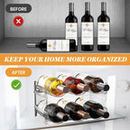 Plastic Stackable Wine Rack for Refrigerator, 2 Tier Large Capacity Water Bottle Organizer for Cabinet, Free-Standing Water Bottle Storage Rack for Fridge, Countertop, Pantry, Freezer, Hold 6 Bottles