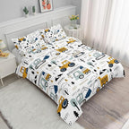 Datura home Kids Cartoon Excavator Bedding Comforter Sets for Boy and Girls,Construction Truck Bulldozer Tree Pattern Comforter Set with 2 Pillowcase and 1 Comforter(Excavator Full)
