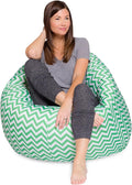 Posh Beanbags Bean Bag Chair, X-Large-48in, Pattern Chevron Green and White