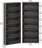 IRONCK Bookshelves and Bookcases Set of 2 Floor Standing 6 Tier Display Storage Shelves 70in Tall Bookcase Home Decor Furniture for Home Office, Living Room, Bed Room