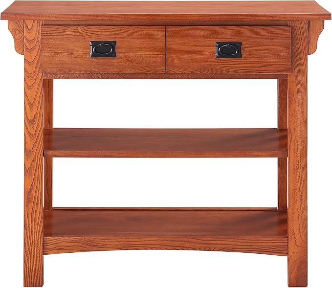 Leick Home 8261 Mission Impeccable Wood Bookcase with Drawers in Medium Oak