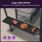 PURPLE LEAF 6.5' X 12' Hardtop Grill Gazebo for Patio Aluminum Barbeque Canopy with 24 Clear Light Bulbs and Shelves Double Tiered Grey Outdoor BBQ Gazebo