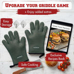 KITCHEN PERFECTION XL Silicone Griddle Gloves - Heat Resistant Oven Mitts | Waterproof, 5-Finger Design For A Better Grip, Best Griddle Grilling Accessories, Compatible with Blackstone, Weber & More