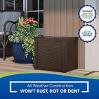 Suncast 4 Pack 22-Gallon Small Deck Box - Lightweight Resin Storage Container and Seat for Patio Cushions and Gardening Tools - Store Items on Patio, Garage, 22.5"L x 17"W x 22.5"H, Yard - Java Brown