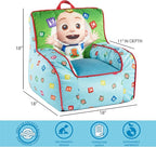 Idea Nuova Cocomelon Kids Mink Plush Bean Bag Chair with Piping & Top Carry Handle , Large