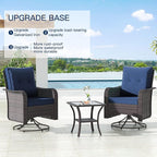 Kullavik 11PCS Outdoor Patio Furniture Set,PE Wicker Rattan Sectional Sofa Patio Conversation Sets with 43" 55000BTU Gas Propane Fire Pit Table,Swivel Rocking Chairs Set,Navy Blue