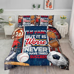 Axolotl Sports Comforter Set Full Size,Sports Theme Comforter Set Football Baseball Bedding Set,Sports Bedding Set 3D Soccer Comforter Set Basketball Bedding for Kids Boys Teens,1 Quilt 2 Pillowcases