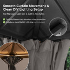 SUNJOY Kingston 10' x 10' Hardtop Gazebo with Galvanized Steel/Polycarbonate Double Roof, Curtain and Netting, Woodgrain Finish Aluminum Posts Permanent Pavilion Gazebo for Garden, Patio, Deck, Lawn