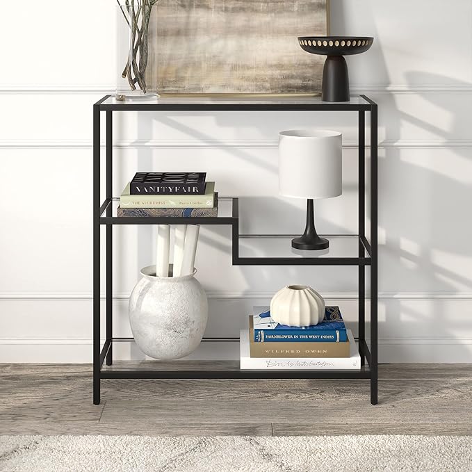 Henn&Hart 36" Tall Rectangular Bookcase in Blackened Bronze, for Home Office, Living Room