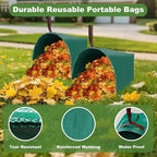 4Pack 40 Gallon Dustpan Type Lawn Bags Reusable Collapsible Heavy Duty Leaf Bags Yard Waste bags Collecting Leaves Lawn Grass Branches