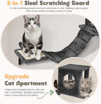 Cat Wall Shelves, 7-in-1 Wall Mounted Cat Climber Set, Indoor Cat Furniture – Includes House, Tunnel, Bridge, Steps, Scratcher, Hammock, Shelves, Dark Gray