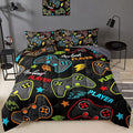 6 Pieces Gamer Comforter Set for Boys Gaming Bedding Set Queen Size,Video Game Controller Comforter for Boys Kids Adult 3D Gamepad Microfiber Bedding Sets 6 Pieces Bed in A Bag Sets3011,Queen